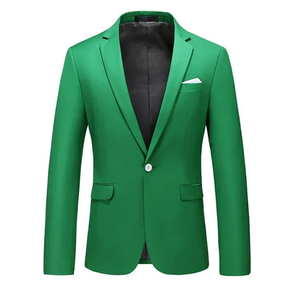 New Men Pure Colour Business Social Office Suit Slim Fit Jacket Fashion Simple Groom Wedding Tuxedo Dress Blazers Coats