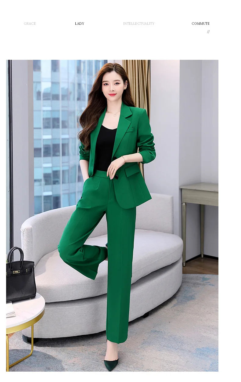 Fashion Casual Pants Suit the New Korean Pop Lapel Loose Pants Blouse Professional Suit Two-piece Women Elegant Set