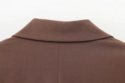 KONDALA 2026 Spring Office Lady Elegant Brown Women Suit Fashion Casual Sashes Oversized Shrug Blazer Chic Zipper Long Pant