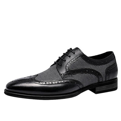 Casual Shoes For Men Men'S Large Size British Style Leather Shoes Color Matching Lace-Up Men'S Uniquely Designed Leather Shoes