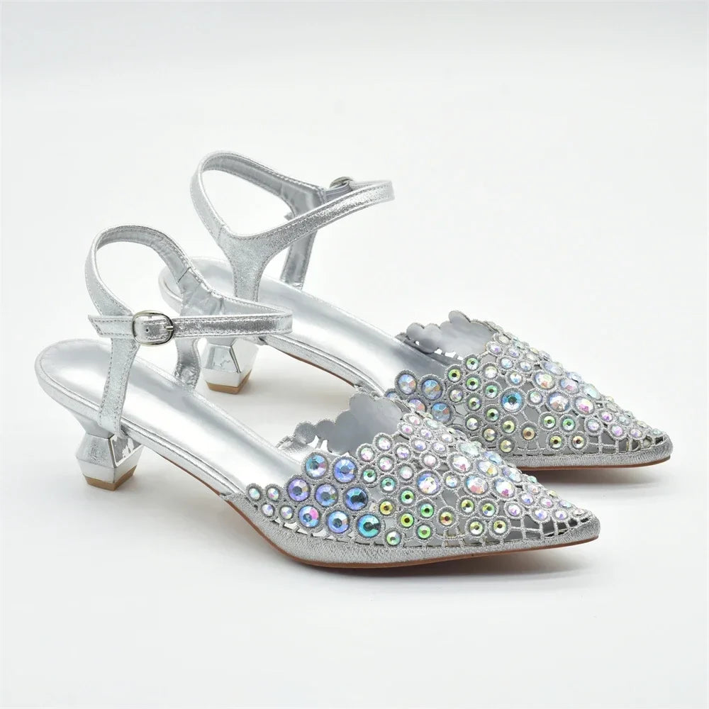 Hot Selling Pointed Toe Ladies Shoes Matching Bag Set for Nigeran Wedding Party Pumps Shoes for Women 2025 Designer Luxury