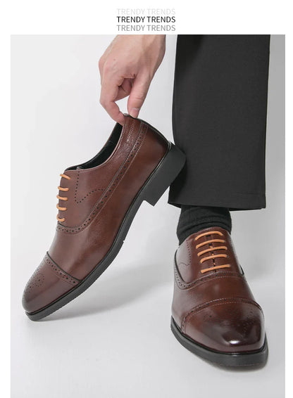 Classic Office Dress Shoes Trend Casual Business Oxford Shoes For Men Social Wedding Brogues Social Leather Shoes Male