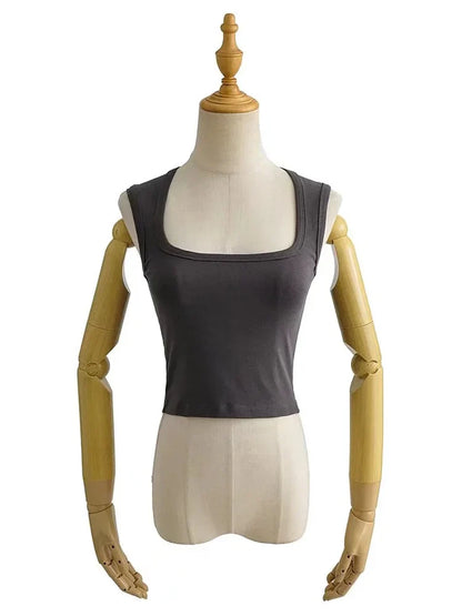 Deep Square Collar Vests 2023 Summer New Fashion Sexy Women's Crop Tops Sling Vest Camis