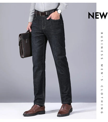 2024 New Stretch Slim Fit Pants Comfortable Soft Business Denim Trousers Male Brand Clothing Men Fashion Straight Jeans 28-40