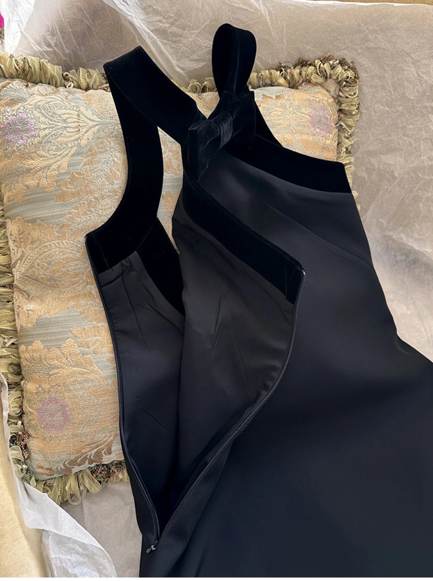 Spring Dresses 2024 New Fashion Velvet Sexy Backless Slip Dress for Women Loose Bow Girl's Elegant Party Short Ladies Dress