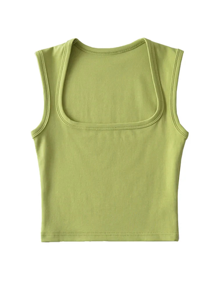 Deep Square Collar Vests 2023 Summer New Fashion Sexy Women's Crop Tops Sling Vest Camis