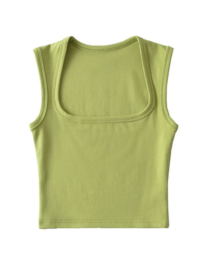 Deep Square Collar Vests 2023 Summer New Fashion Sexy Women's Crop Tops Sling Vest Camis