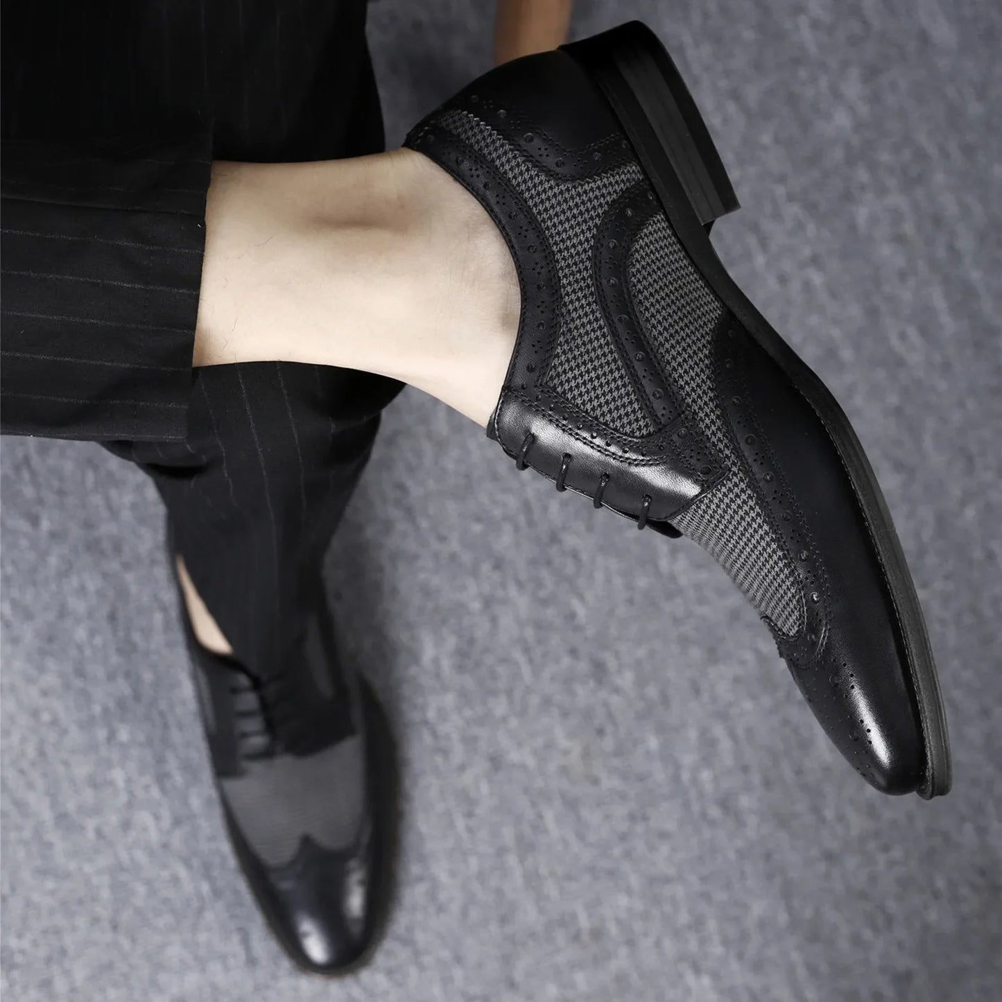 Casual Shoes For Men Men'S Large Size British Style Leather Shoes Color Matching Lace-Up Men'S Uniquely Designed Leather Shoes