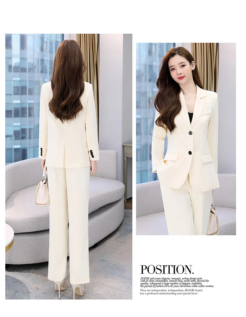 Fashion Casual Pants Suit the New Korean Pop Lapel Loose Pants Blouse Professional Suit Two-piece Women Elegant Set