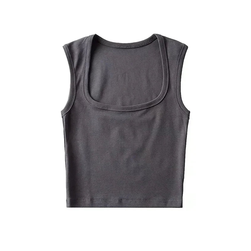 Deep Square Collar Vests 2023 Summer New Fashion Sexy Women's Crop Tops Sling Vest Camis