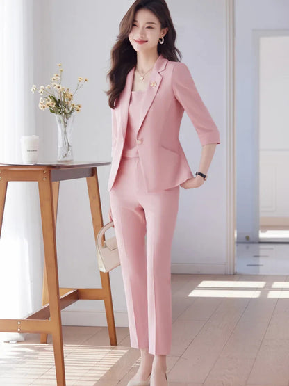NAVIU Women Spring New Fashion Professional Suits Matching Set Korean Elegant Casual Blazer Coat Pants Two Piece Female Clothing