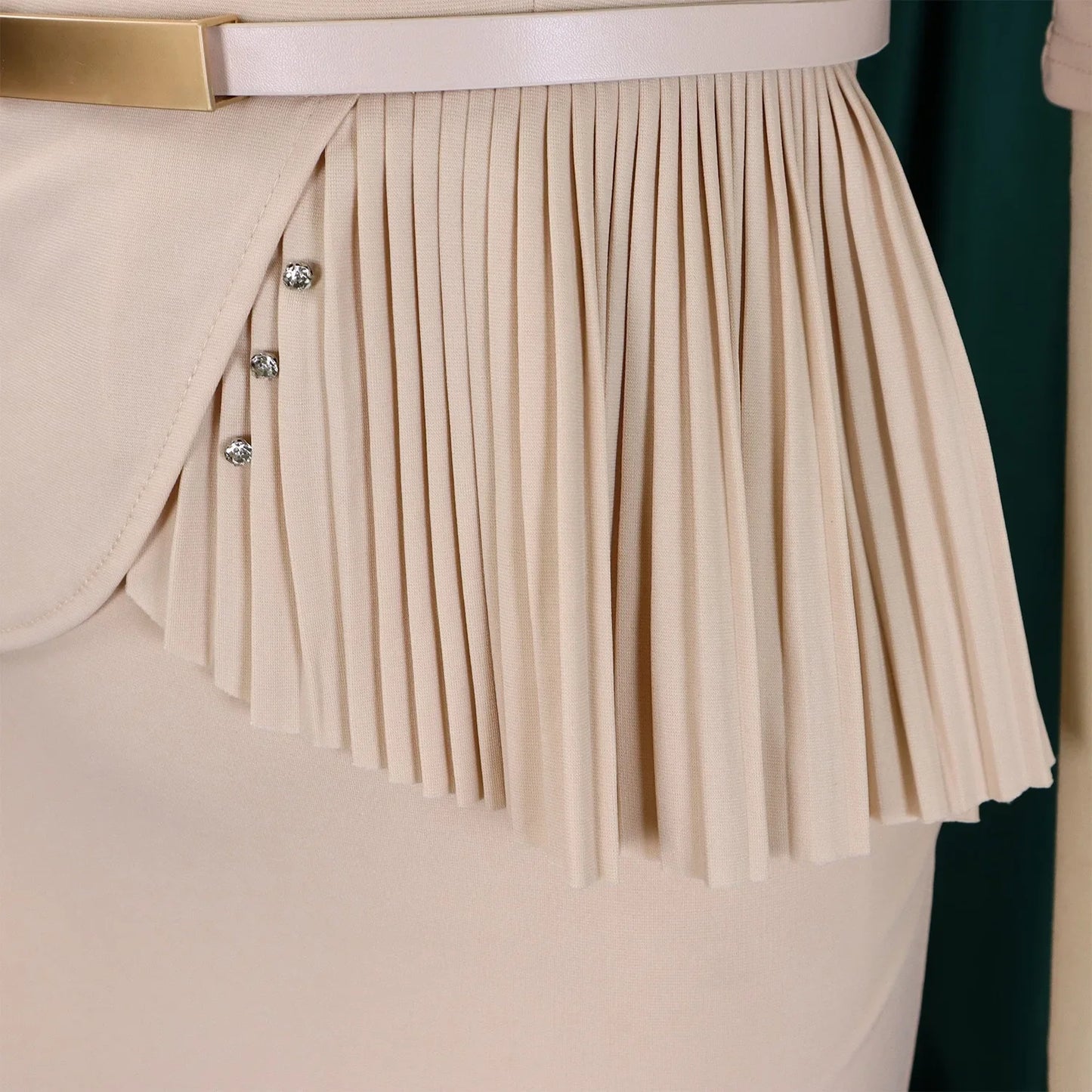 2024 Autumn Winter New Dress for Woman Square Neck Half Sleve Sheath Package Hips Belt Waisted Formal Work Bodycon Dress Midi OL