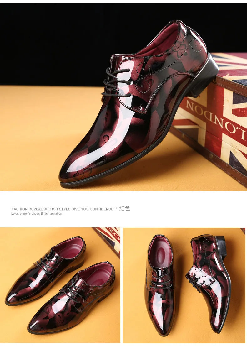 Luxury Men Oxford Shoes Retro Floral Pattern Men Dress Shoes Fashion Lace-Up Flats High Quality Business Men Party Wedding Shoes
