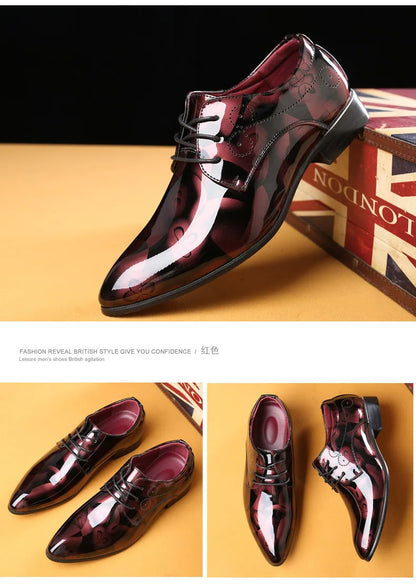 Luxury Men Oxford Shoes Retro Floral Pattern Men Dress Shoes Fashion Lace-Up Flats High Quality Business Men Party Wedding Shoes