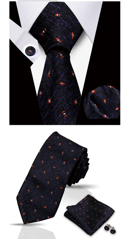 Tie For Men Classic Plaid Handkerchiefs Red Necktie Cufflinks For Men Blouse Business Wedding Accessories Women Collar Man Gift