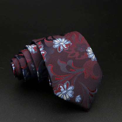 New Style Fashion Jacquard Floral Paisley Necktie Polyester Male Narrow Red Blue Tie Suit Shirt Gift For Men Accessory Gravatas
