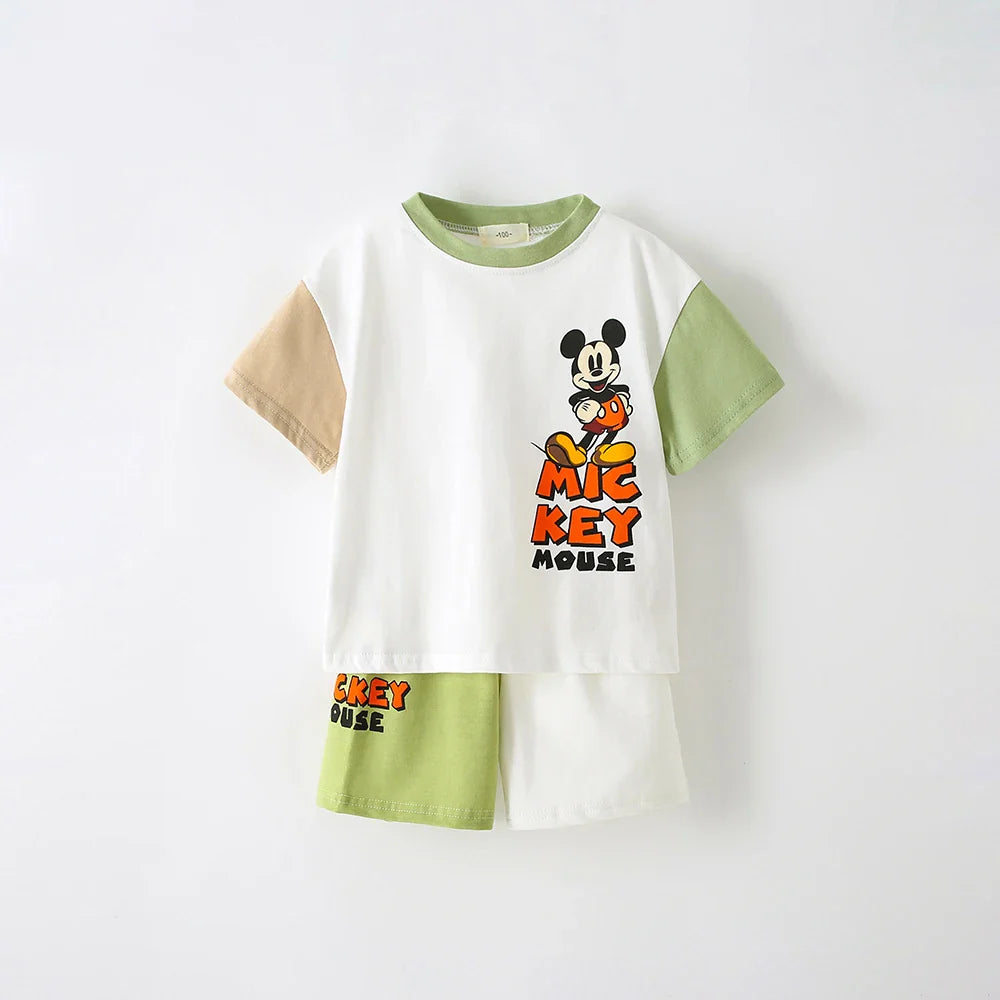 New 2024 Cartoon Tracksuits Casual Sports Two Piece Summer Boys Clothing Trendy Outdoor Wear Babies Printing T-shirt+Shorts