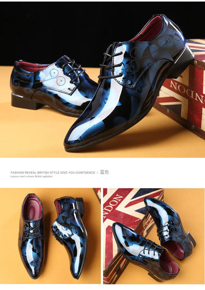 Luxury Men Oxford Shoes Retro Floral Pattern Men Dress Shoes Fashion Lace-Up Flats High Quality Business Men Party Wedding Shoes
