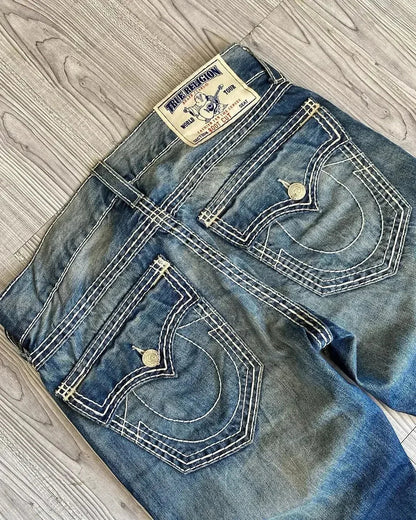 High-quality New Jeans Y2K Street Popular Multicolor U Brand Retro Wide-leg Pants Unisex Casual Loose Joker Couple Jeans Pants