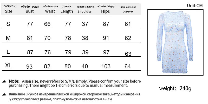 Spring New Women's Dresses Sexy Low Chest Lace Print Mini Dress Fashion Long Sleeves Casual Slim Elegant Female Dresses Clothing