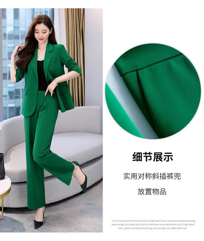 Fashion Casual Pants Suit the New Korean Pop Lapel Loose Pants Blouse Professional Suit Two-piece Women Elegant Set