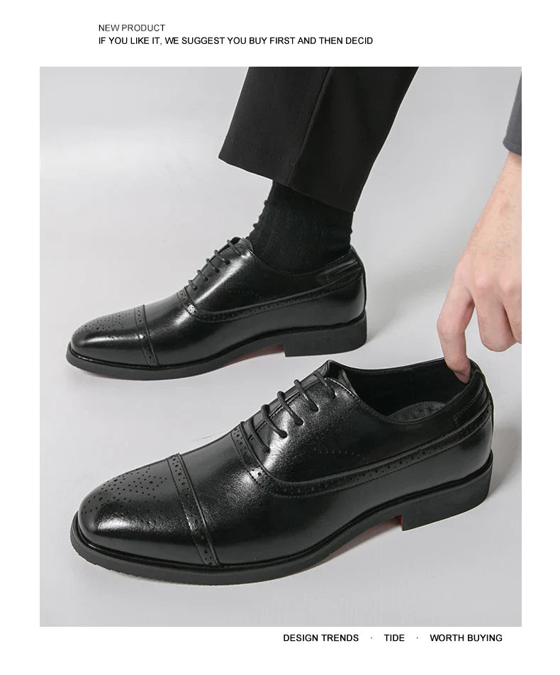Classic Office Dress Shoes Trend Casual Business Oxford Shoes For Men Social Wedding Brogues Social Leather Shoes Male
