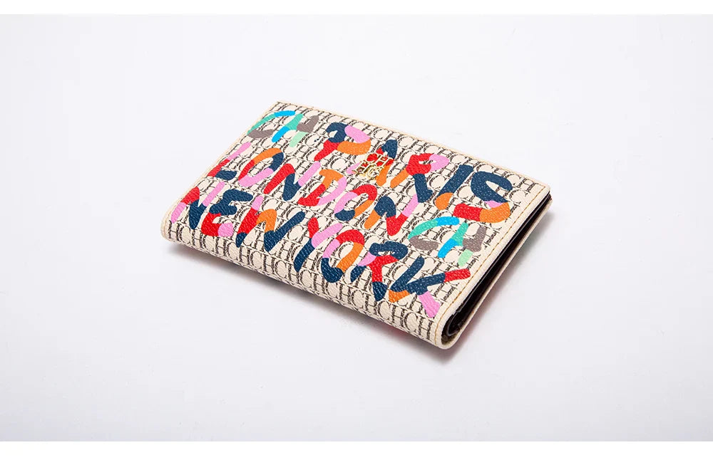 CHCH-Women's Cartoon Printing Long Wallet Retro Classic Wallet PVC Material Fashion Simple Large Capacity Bags