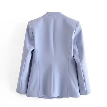 KONDALA Office Lady Light Blue Blazer Suits Women 2 Pieces V Neck Loose Jackets+High Waist Sashes Pants Fashion 2023 Autumn Sets