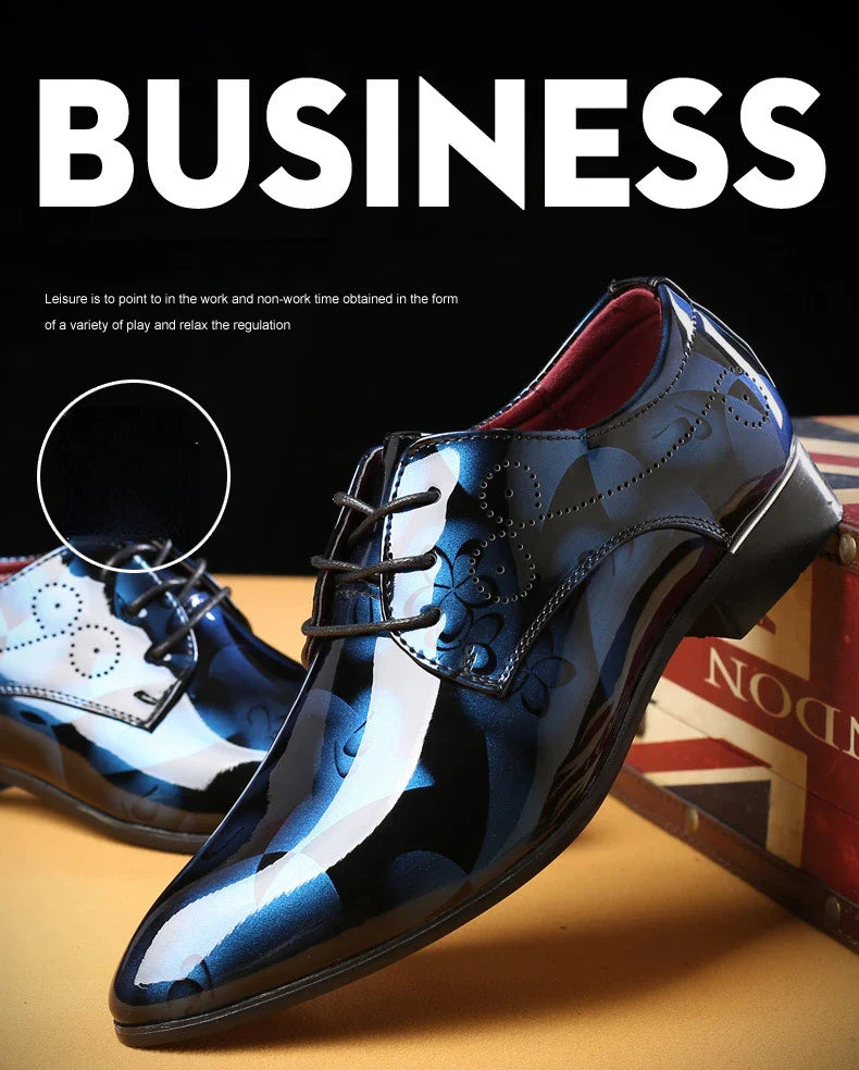 Luxury Men Oxford Shoes Retro Floral Pattern Men Dress Shoes Fashion Lace-Up Flats High Quality Business Men Party Wedding Shoes