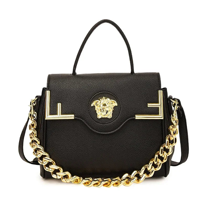 Premium Retro Messenger Bag Women - Textured Leather Shopper with Custom Paris Letter Logo & Versatile Crossbody Strap Design