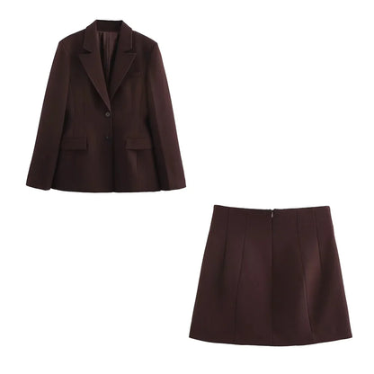 KONDALA 2026 Spring Summer Elegant Valentine‘s Day Suits Fashion Shrug Pockets Blazers Elegant Zipper Skirts Chic Baggy Pants