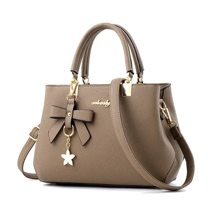 Elegant Women Messenger Bags With Flower Pendant Office Ladies Totes Pure Handbag For Female Crossbody Shoulder Bags