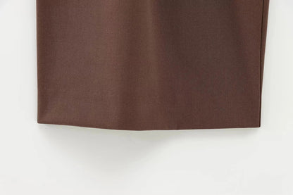 KONDALA 2026 Spring Office Lady Elegant Brown Women Suit Fashion Casual Sashes Oversized Shrug Blazer Chic Zipper Long Pant