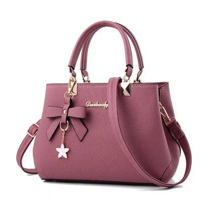 Elegant Women Messenger Bags With Flower Pendant Office Ladies Totes Pure Handbag For Female Crossbody Shoulder Bags