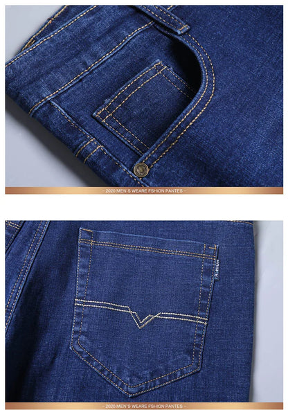2024 New Stretch Slim Fit Pants Comfortable Soft Business Denim Trousers Male Brand Clothing Men Fashion Straight Jeans 28-40