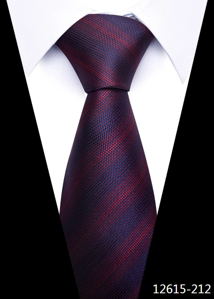 Tie For Men Newest design Luxurious 7.5 cm Necktie Shirt Accessories Striped Dark Red Man's New Year's Day