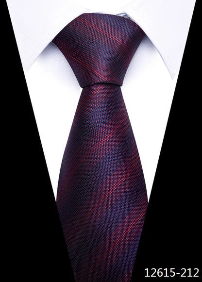 Tie For Men Newest design Luxurious 7.5 cm Necktie Shirt Accessories Striped Dark Red Man's New Year's Day