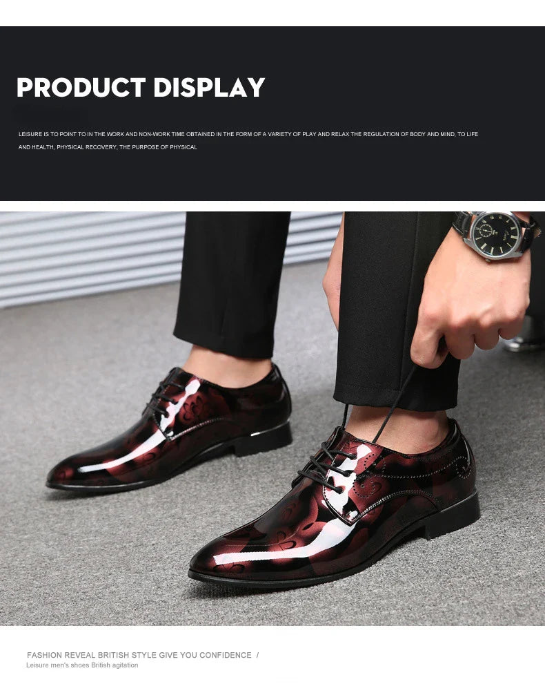 Luxury Men Oxford Shoes Retro Floral Pattern Men Dress Shoes Fashion Lace-Up Flats High Quality Business Men Party Wedding Shoes