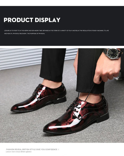 Luxury Men Oxford Shoes Retro Floral Pattern Men Dress Shoes Fashion Lace-Up Flats High Quality Business Men Party Wedding Shoes