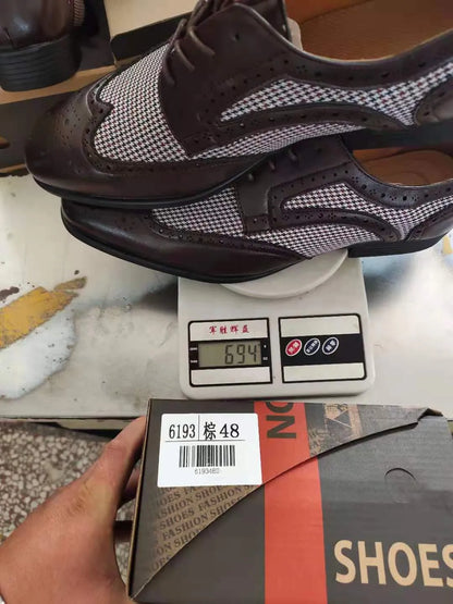 Casual Shoes For Men Men'S Large Size British Style Leather Shoes Color Matching Lace-Up Men'S Uniquely Designed Leather Shoes