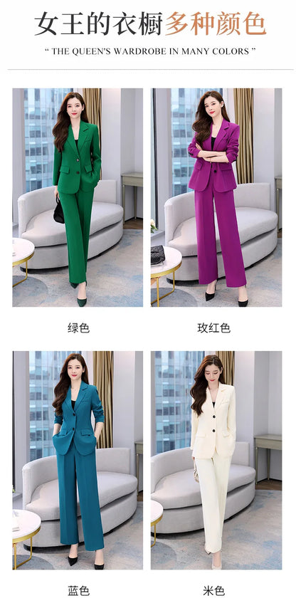 Fashion Casual Pants Suit the New Korean Pop Lapel Loose Pants Blouse Professional Suit Two-piece Women Elegant Set