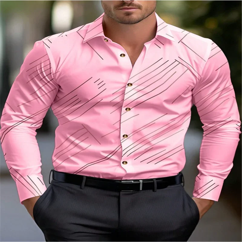 3D printed long sleeved ultra-fine fiber blended men's fashionable and handsome clothing casual shirt