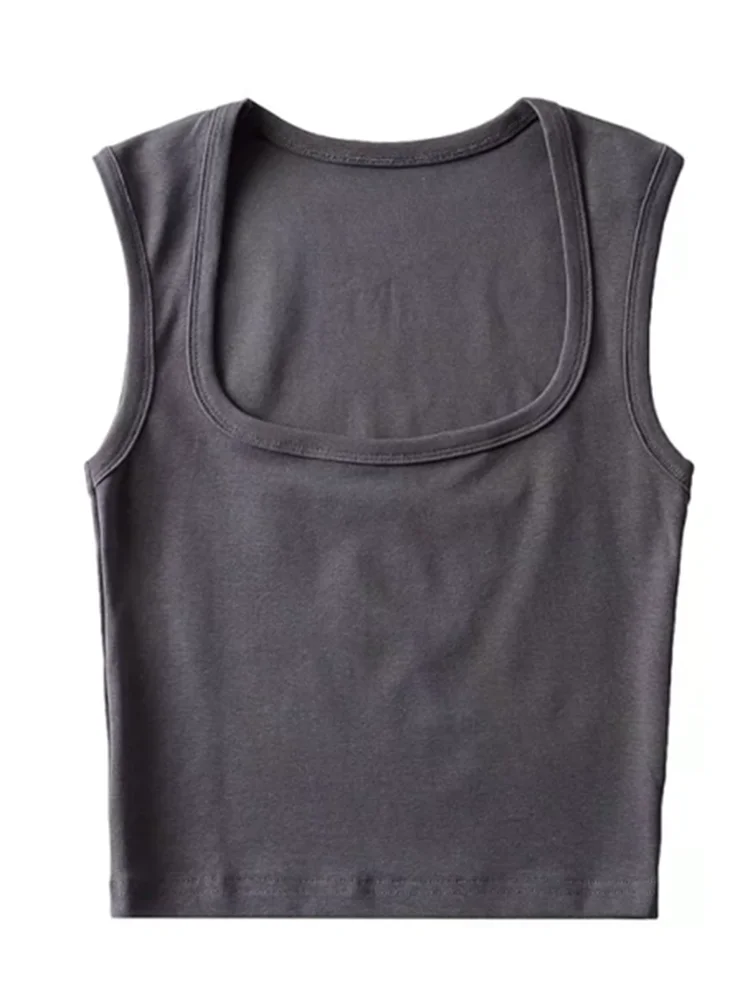 Deep Square Collar Vests 2023 Summer New Fashion Sexy Women's Crop Tops Sling Vest Camis