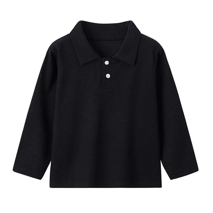 Children's solid color POLO shirt boy handsome fashion sports T-shirt girl lapel casual and comfortable half sleeve.