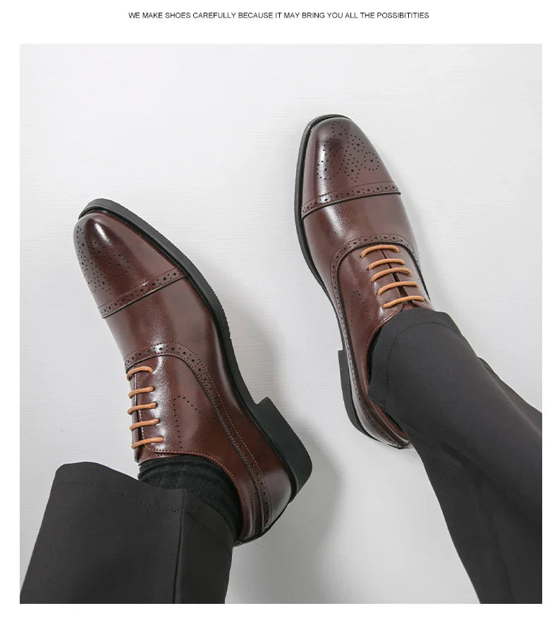 Classic Office Dress Shoes Trend Casual Business Oxford Shoes For Men Social Wedding Brogues Social Leather Shoes Male