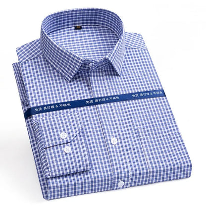 2024 Men's Long-sleeved Plaid Casual Shirts Fashion Classic Striped Business Social Dress Shirts Breathable Cotton Men Blousers