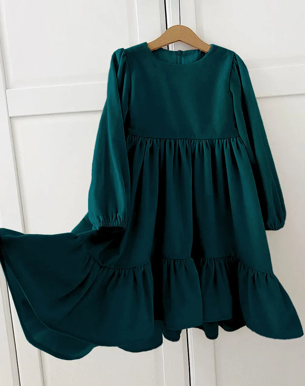Children's Dress New Spring and Autumn Dress Girls' Ruffle Edge Long Sleeve Suede Dress Boys' Long Sleeve Corduroy Dress