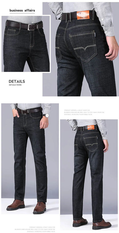 2024 New Stretch Slim Fit Pants Comfortable Soft Business Denim Trousers Male Brand Clothing Men Fashion Straight Jeans 28-40