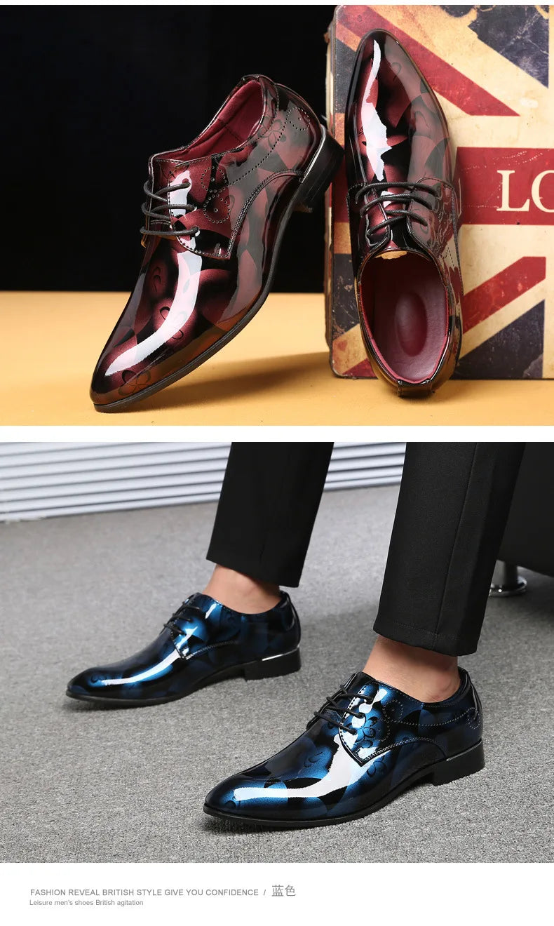 Luxury Men Oxford Shoes Retro Floral Pattern Men Dress Shoes Fashion Lace-Up Flats High Quality Business Men Party Wedding Shoes