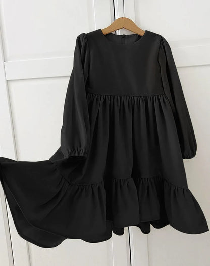 Children's Dress New Spring and Autumn Dress Girls' Ruffle Edge Long Sleeve Suede Dress Boys' Long Sleeve Corduroy Dress